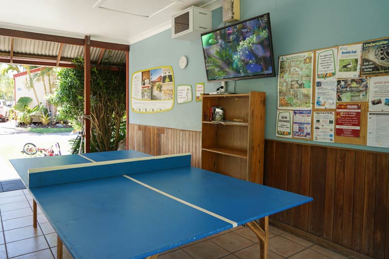 Basketball, volleyball, bocce balls and ping pong balls - kids have choices galore. BIG 4 Adventure Whitsundays Resort facilities table tennis table